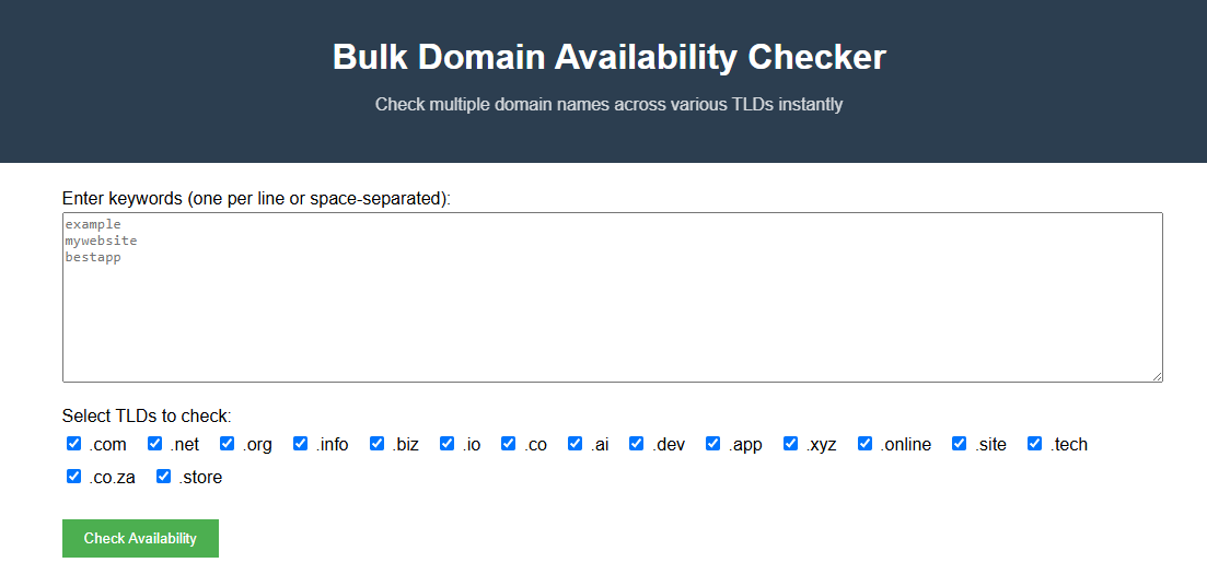Bulk Domain Availability Checker